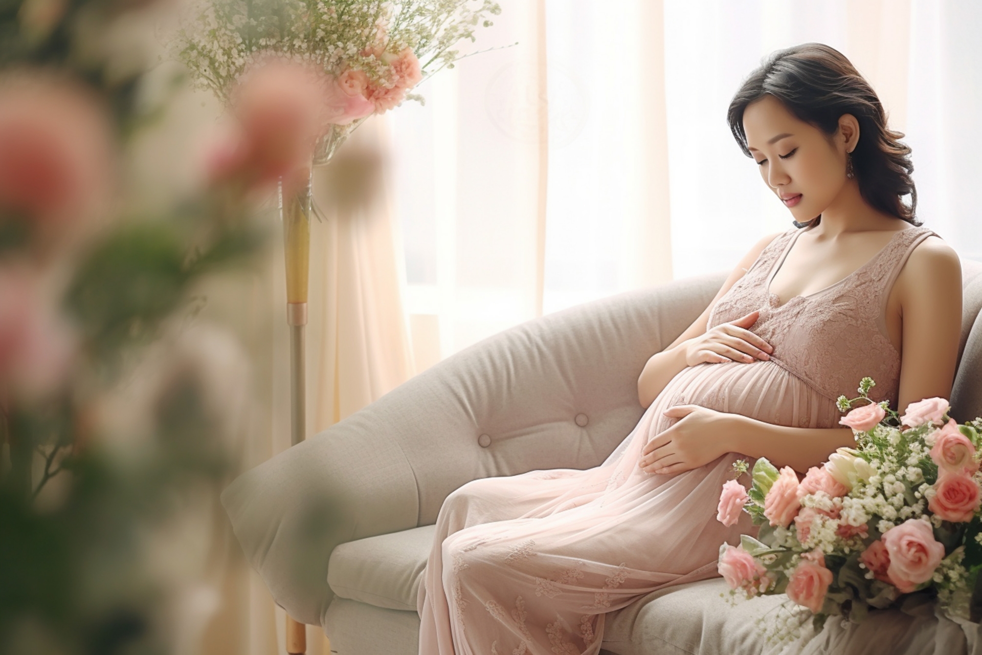 赤ちゃんを気遣う妊婦さん